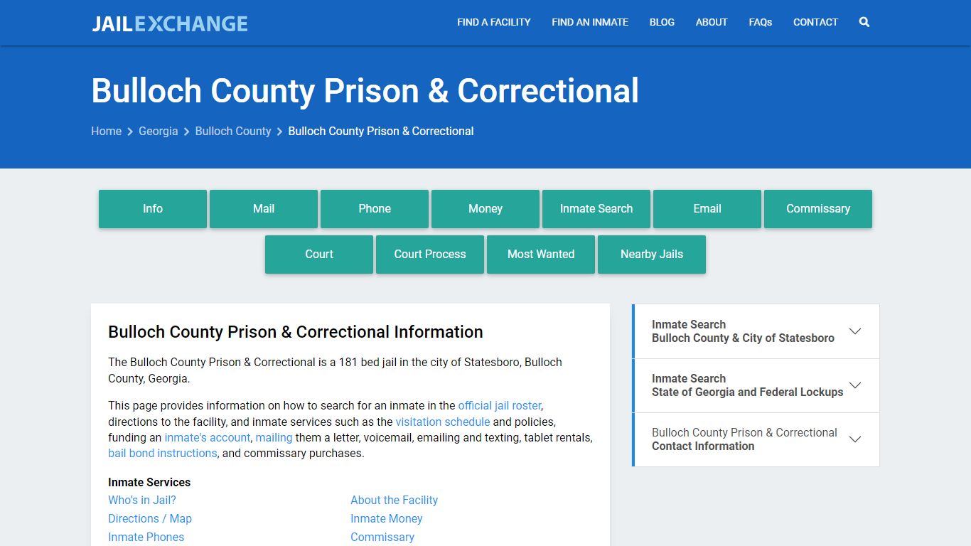 Inmate Visitation - Bulloch County Prison & Correctional, GA